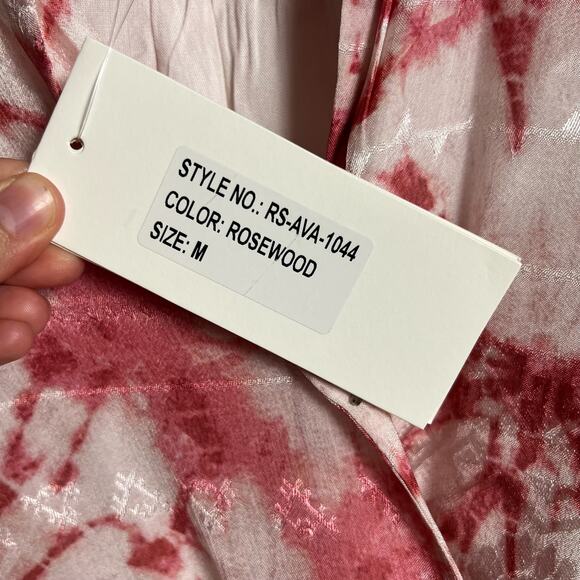 Rococo Sand Ava Rosewood Tie Dye Print Faux Wrap Ruffle Mini Dress Size M - Picture 13 of 15